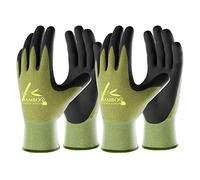 COOLJOB Guantes de jardinería para mujeres y hombres, 2 pares de guantes de jardín de bambú con pantalla táctil, guantes de trabajo transpirables con revestimiento de nitrilo, verde, talla XL (2