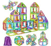 COOLJOY 40 Piezas Bloques Construccion Niños, Construcciones Magneticas Niños, Piezas Magneticas Niños, Bloques de Construcción Magnéticos para Niños Niñas de 3 4 5 6 7 8 Años