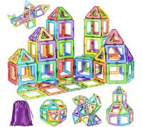COOLJOY 40 Piezas Bloques Construccion Niños, Construcciones Magneticas Niños, Piezas Magneticas Niños, Bloques de Construcción Magnéticos para Niños Niñas de 3 4 5 6 7 8 Años