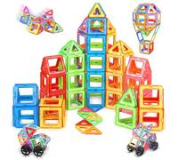 COOLJOYA Bloques Magneticos Construccion Niños 50 Piezas Magneticas Niños, Construcciones Magneticas Niños Bloques de Construcción Magnéticos, Juguetes Niños 3 4 5 6 7 8 Años