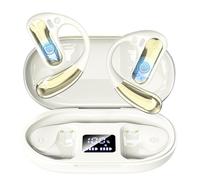 CoolJumper Auriculares Bluetooth 5.4 de oreja abierta con ganchos para los oídos, controlador grande de 16.2 mm, 60 horas de tiempo de reproducción total LED, funda de carga digital LED, IPX7
