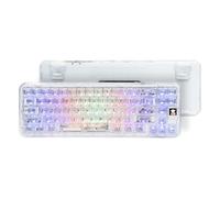 CoolKiller CK68 Teclado mecánico inalámbrico tri-modo 65% con pantalla OLED, montaje de junta intercambiable en caliente, retroiluminación RGB, BT5.1/2.4G/USB-C, para Windows y Mac, blanco