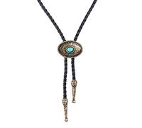 COOLLA Bolo Tie - Gargantilla de piel con colgante vintage turquesa para mujeres y hombres, Metal
