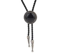 COOLLA Bolo Tie - Gargantilla de piel con colgante vintage turquesa para mujeres y hombres, Metal