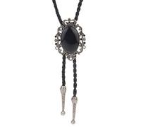 COOLLA Bolo Tie - Gargantilla de piel con colgante vintage turquesa para mujeres y hombres, Metal