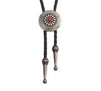 COOLLA Bolo Tie Rodeo - Collar de cuero vaquero con lazo occidental para hombre y mujer, collar de piel con piedra turquesa, Cuero Metal