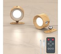 Coollamp 2Pcs Aplique Pared Interior con 3 Modos de Color Control Remoto Táctil Iluminación con rotación de 360°,Lampara Pared para Dormitorio Sala de estar Lectura