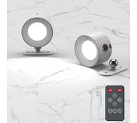 Coollamp 2Pcs Lámpara de pared LED, Apliques Pared Interior con Batería recargable 3 modos de color Regulable Rotación de 360 grados Control Remoto, Aplique a pilas para leer junto a la cama Blanco