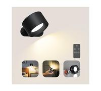 Coollamp Lámpara de Pared con Batería, Lámpara de Pared de Interior con Control Remoto/Táctil, Batería Recargable, 3 Modos de Color, 3 Niveles, Giro de 360 °, Lámpara LED de Pared para Dormitorio