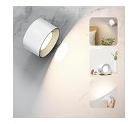 Coollamp Lámpara de pared LED, Apliques Pared Interior con Batería recargable 3 modos de color Regulable Rotación de 360 grados Control táctil, Aplique a pilas para leer junto a la cama Blanco