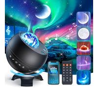 COOLNIGHT Proyector de Galaxias y Estrellas Real, 15 Colores+5 Patrones Luna, Luz Nocturna Infantil con Bluetooth y 15 Melodías,Mando a Distancia para Decoracion Regalo Día de la Madre y Niño,Negro