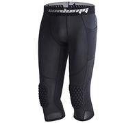 Coolomg Pantalones de baloncesto con rodilleras para niños, medias de compresión 3/4, mallas acolchadas, pantalones capri, Niños, Negro , XS (für 7 Jährige)