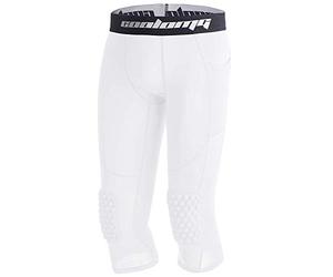 Coolomg Pantalones de baloncesto con rodilleras para niños, medias de compresión 3/4, mallas acolchadas, pantalones capri, Niños, Blanco, XS (für 7 Jährige)