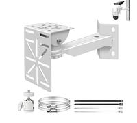 Coolotic Soporte universal para cámara de seguridad en esquina/poste con 2 aros de 20 cm, panel en L y 4 bridas para cables, panel en forma de L, listo para panel solar, interior y exterior para