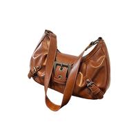 COOLOYA Bolso de mano de piel sintética brillante para mujer, con asa superior, hebilla Y2K, estilo retro, punk, Marrón, Talla única, Suave