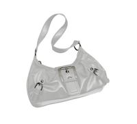 COOLOYA Bolso de mano de piel sintética brillante para mujer, con asa superior, hebilla Y2K, estilo retro, punk, Blanco, Talla única, Suave