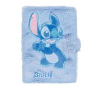 CoolPack Cuaderno A5 de Disney Stitch de felpa azul, 80 páginas a rayas, bonito diseño de dibujos animados para la escuela y el día a día