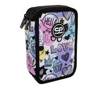 CoolPack Estuche XXL para lápices de 3 compartimentos, estuche escolar triple, estuche para niñas, estuche para niñas, estuche de 44 piezas, estuche escolar relleno de 3 pisos, Mood, Multicolor.,