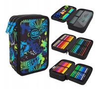 CoolPack Estuche XXL para lápices de 3 compartimentos, estuche escolar triple, estuche para niñas, niños, estuche de 44 piezas, estuche de 3 pisos, Skate Night, Multicolor., Estuche para