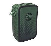 CoolPack Estuche XXL para lápices de 3 compartimentos para lápices, estuche triple, estuche para niños, estuche de 44 piezas, estuche de 3 niveles, verde, Estuche para