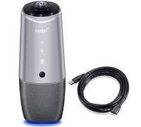 COOLPO Cámara web, cámara de videoconferencia 360, cámara de sala de conferencias 4K todo en uno con altavoz y micrófono, cámara de sala de reuniones, seguimiento de altavoces AI y cancelación de