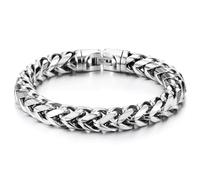 COOLSTEELANDBEYOND Acero Inoxidable Franco Cadena de Enlace Pulsera para Hombres y Mujeres, Minimalistas, Rock Punk