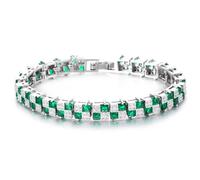 COOLSTEELANDBEYOND Mujer Esmeralda Verde y Blanco Circonio Cúbico Tenis Pulsera, Cuadrado Corte Piedra, Brazalete Pulsera, Lujo