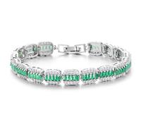 COOLSTEELANDBEYOND Mujer Esmeralda Verde y Blanco Circonio Cúbico Tenis Pulsera, Pavé con, Brazalete Pulsera, Lujo