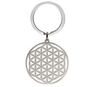 cooltime Llavero con colgante de acero inoxidable con diseño de mandala de flor de la vida, estilo 1, 0.97", Abalorio