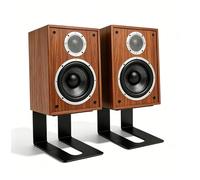 Coolty 1 par de soportes de altavoz de escritorio, soportes universales de metal para altavoces con almohadillas que absorben los golpes, diseño inclinable especial, soporte de altavoz para mesa de