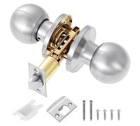 Coolty Pomo de Paso Redondo para Puertas de Paso Picaporte sin Llave y Sin Cerradura Ideal para Puertas de Interior sin Cerradura Puertas de Cocina Armario Despensa Armario Pasillo (Plata)