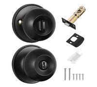 Coolty Pomos de Privacidad las Puertas Sin Llave Cerradura Redonda Manija de la Puerta para Dormitorio Baño Puertas Interiores Privacidad Uso (Negro)