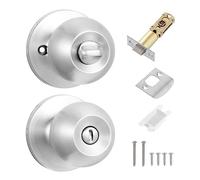 Coolty Pomos de Privacidad las Puertas Sin Llave Cerradura Redonda Manija de la Puerta para Dormitorio Baño Puertas Interiores Privacidad Uso (Plata)