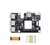 coolwell Para Raspberry Pi 5 PCIe a USB 3.2 Gen1 tiene un módulo de concentrador PCIe a USB con 4 puertos USB de alta velocidad sin conductor reservado agujero de ventilador