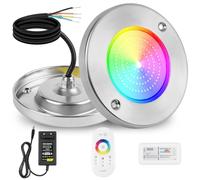 COOLWEST Foco LED Piscina Relleno de Resin, 18W RGB Lámpara Piscina Acero inoxidable para Superficie Extraplano, Luz Piscina LED Multicolor con Remoto y Controlador, IP68 Impermeable, 24V DC
