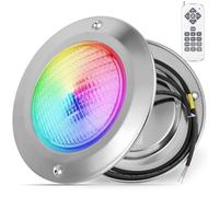 COOLWEST Foco LED Piscina Relleno de Resin 36W RGB, Lámpara Piscina Acero inoxidable para Superficie Extraplano, Luces Piscina LED con Remoto, IP68 Impermeable, Regulable,12V AC/DC