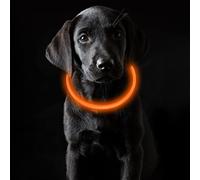 Coolzon Collar Luminoso Perro Recargable, Collar Perro Luz Impermeable con 3 Modos de Luz, Longitud Ajustable Collares LED para Perros Gatos Pequeño Mediano Grande, Naranja