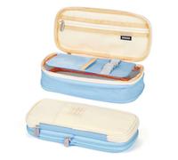 Coolzon Estuche Escolar Expandible, Estuches de Lápices de Gran Capacidad Estuche Organizador Portalapices Neceser Maquillaje para Niñas Niños Adolescentes Estudiantes Adultos, Azul Cielo