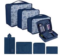 Coolzon Organizador de Equipaje, 8 en 1 Set de Organizadores de Viajes Impermeable Organizador de Maleta Bolsa,Cubos de Embalaje Para Ropa, Cosméticos, Ropa Interior, Armada