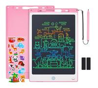 Coolzon Vistoso Tableta de Escritura LCD 12 Pulgadas, LCD Pizarra Magica borrable y Reutilizable para niños de Dibujo para Pinturas,Pegatinas de Dibujos Animados de Animales Gratis,Rosa