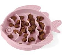 Coomazy Cuenco de silicona 2 en 1 para gatos y alfombrilla para lamer, juguete interactivo para gatos, evita comer en exceso y comer rápido, ideal para entrenamiento de alimentos (rosa)