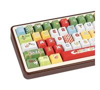 COOMICKEY Bonito juego de teclas con temática navideña, perfil de cereza por sublimación de tinta, 143 teclas PBT personalizadas para diseño ANSI ISO, interruptores MX, teclado mecánico para juegos