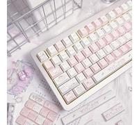COOMICKEY Cute Keycaps Puppy Fruits Pink PBT 140 Keys MX Switch Key Cap | Leyendas de sublimación de tinta, 60% 75% 100% diseños, perfil de cereza, teclas personalizadas, bonita configuración de