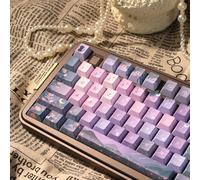 COOMICKEY Dreamy Purple Keycaps - Juego de teclas personalizadas PBT de 130 teclas, juego de teclas de sublimación de tinte de perfil de cereza, lindas teclas de teclado para teclados mecánicos