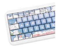 COOMICKEY Juego de 130 teclas PBT azul degradado, perfil MOA, lindas teclas de anime, teclas de sublimación de tinte personalizado, teclas de teclado para 60%, 65%, 70%, 75% Cherry MX Gateron Kailh
