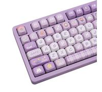COOMICKEY Juego de 139 teclas PBT personalizadas, lindas teclas moradas, perfil MOA, sublimación, kawaii, para Cherry Gateron MX Swithes 60% teclados mecánicos