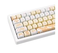 COOMICKEY Juego de teclas PBT de 132 teclas, lindas teclas de sublimación de tinta, Kawaii Corgi cachorro, perfil MOA para teclas Cherry Gateron MX teclados mecánicos