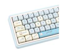 COOMICKEY MOA - Teclas PBT, 148 teclas, azul y blanco, juego de teclas personalizadas para juegos, sublimación de tinte para diseños ANSI, interruptores Cherry Gateron MX, teclado mecánico (gato azul)