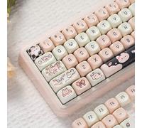 COOMICKEY Teclas PBT de 132 teclas de sublimación de tinte rosa Kawaii MOA perfil personalizado lindo teclas para Cherry Gateron MX Switches teclado mecánico