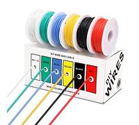 Coomoors Cable Eléctrico de Silicona de 0,32 mm², 6 Colores, 10 Metros, Calibre 22, Cables de Conexión, Kit Electrónico, Alambre de Cobre Estañado Trenzado, Flexible y Suave Para Bricolaje